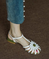 Französisch Gelb Aushöhlen Sandalen Spleißen Floral